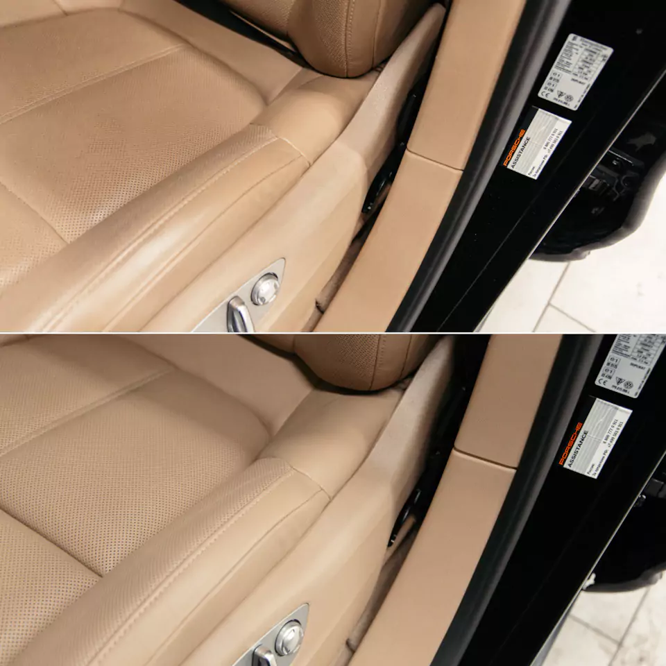 Комплексная химчистка салона и обработка кожи керамикой для Porsche Cayenne